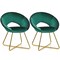 Set of 2 Dark Green Velvet Iron Accent Chairs with Open Back Metal Legs